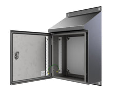 Load image into Gallery viewer, 30Deg Sloping Roof 316L Stainless Steel Enclosure 400Hx300Wx150D - 1.5mm