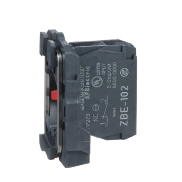 Schneider ZB5AZ102C-Single contact block with body/fixing collar, plastic, screw clamp terminal,1 NC