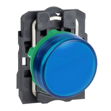 Schneider XB5AVB6 - Pilot light, plastic, Blue, 22mm, plain lens with integral LED, 24 V AC/DC
